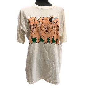 MURINA 100% Pre Shrunk Cotton Vintage Short Sleeve Tee Three Little Pigs Graphic